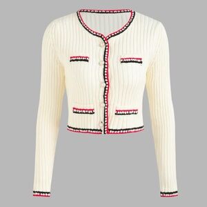 Cream Button-Up Women's Sweater Cardigan